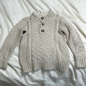 Cat & Jack Cream Knit Sweater with Fleece Detail at Neck